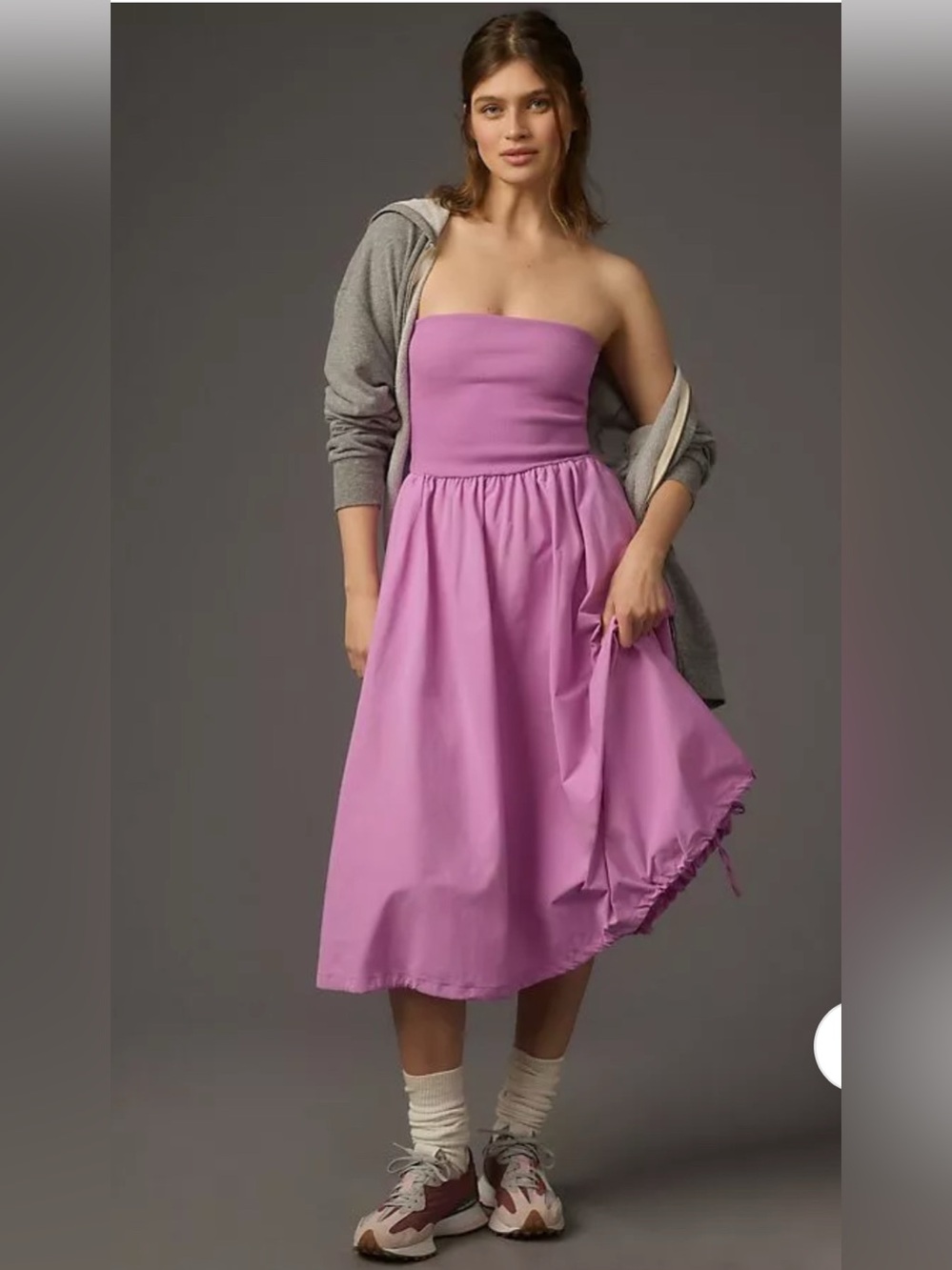 NWOT Anthropologie Daily Practice Bubble Strapless Dress with Hem Ties